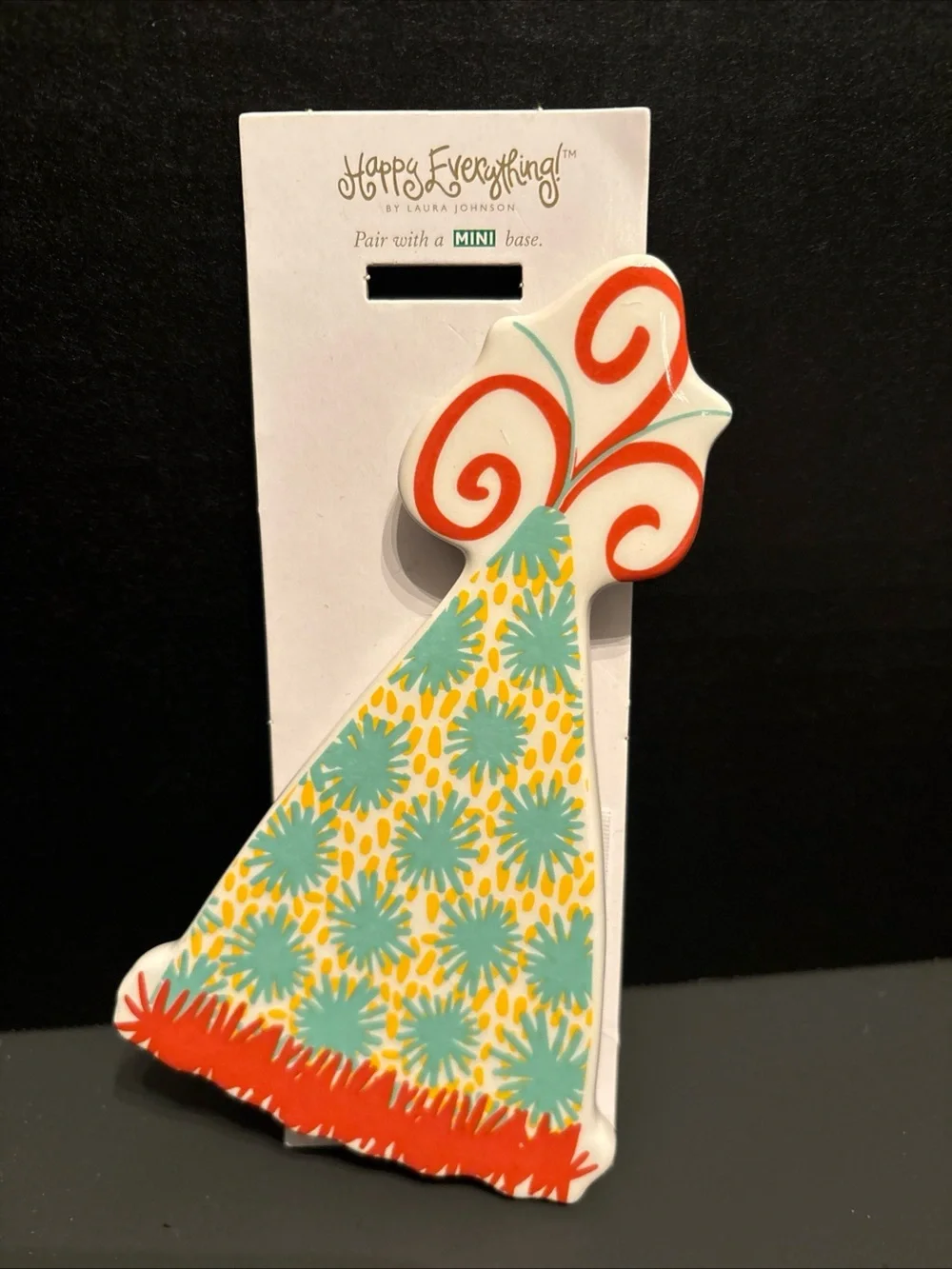 Floral Party Hat Cake Topper – Blue & Orange